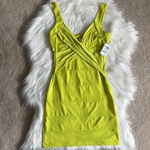 NWT Charlotte Russe yellow cross front mini dress size M